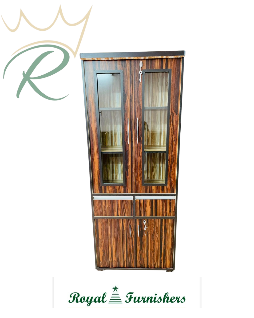 Laminated Wood Crockery Cum Books Almirah